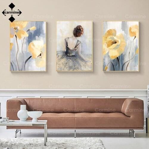 Retro Yellow Flower Poster Print Abstract Canvas Painting Modern Wall Art Picture for Living Room Bedroom Nordic Home Decoration
