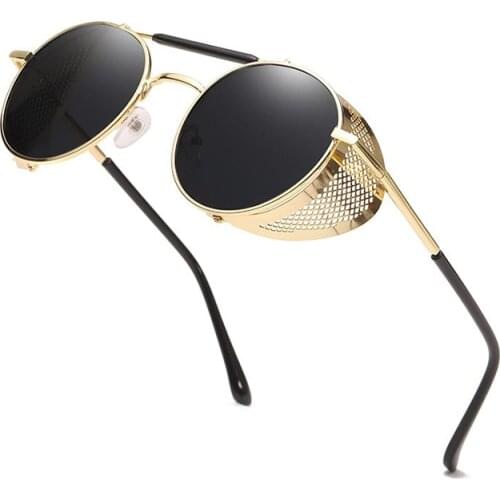 Classic Retro Steampunk Sunglasses Round Designer Punk Metal Shields Sunglasses Men Women UV400 Gafas de Sol