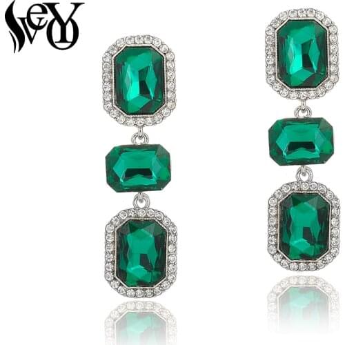VEYO Classic Crystal Drop Earings Imitation Emerald Dangle Earrings for Women Fashion Jewelry New