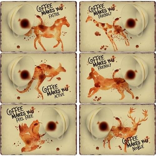 COFFEE Makes You Characteristics Poster Wild Coffee Animal Art Metal Tin Signs Vintage Plaque Decorative Plate 20x30cm