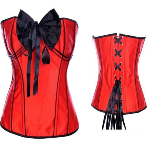 Sexy Red Overbust Corset Women Satin Beading Bustier Corselet for Body Building Chest Binder Thigh Corset Free Shipping M1957