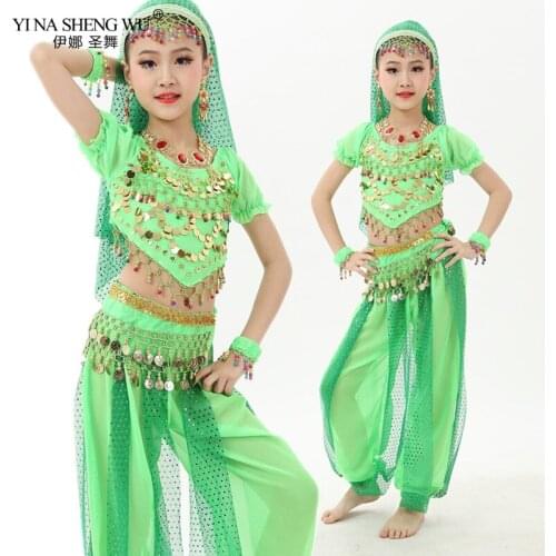 Kids Child Bellydance Costume 2pcs Oriental Dance Costumes Belly Dance Dancer Clothes Bollywood Indian Dance Costumes For Girls