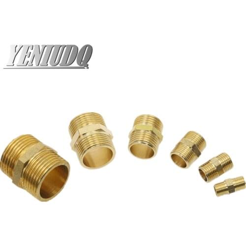 Brass Pipe Hex Nipple Fitting Quick Adapter 1/8" 1/4" 3/8" 1/2" 3/4" 1" BSP Male Thread Water, oil and gas Connector