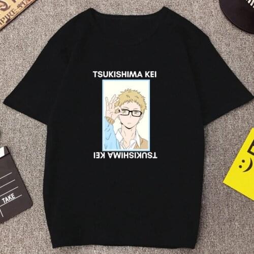 2021 Hot Sale Japanese Manga Haikyuu T-Shirt Women Anime Tsukishima Kei Cotton Clothes Cute Cartoon Fly High Streetwear Female