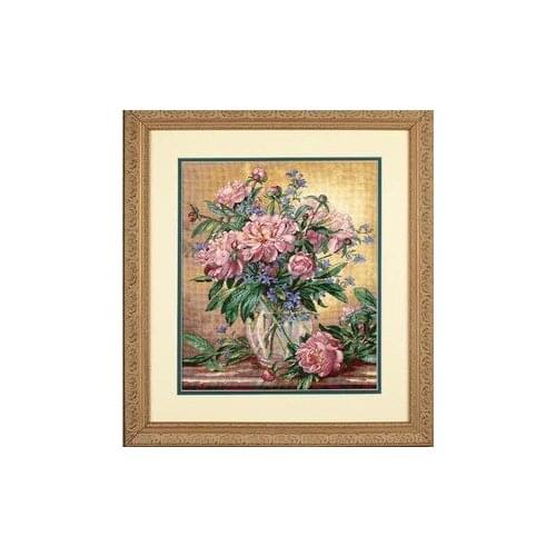 MM Top Quality lovely counted cross stitch kit peony flower in vase, vase flower dimensions 35211