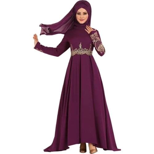 Muslim Dress Women Turkish Abayas Elegant Temperament Long Dress Big Swing Arabe Dresses for Women Jelaba Femme Musulman Robe
