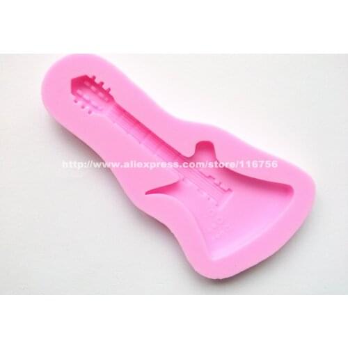 New! Free Shipping Guitar Shaped Silicone Mold Cake Decoration Fondant Cake 3D Food Grade Silicone Mould 190