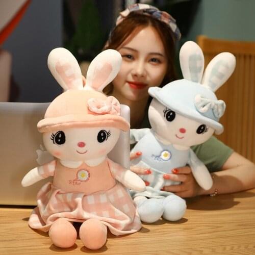 New 50/65cm Kawaii Bow-knot Rabbit Soft Plush Stuffed Doll Dressing Animal Rabbit Toy Baby Playing Accompany Toy Birthday Gift