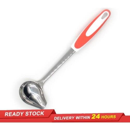 Polished oiling spoon Stainless steel non-slip crooked spout spoon drenching juice side spout soup spoon Kitchen cooking tool