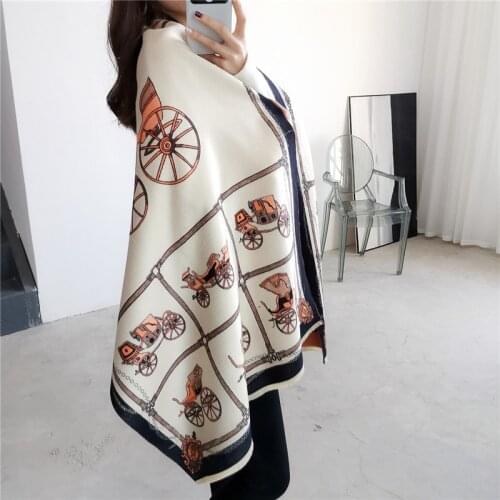 Luxury Winter Cashmere Scarf For Women Kerchief Warm Pashmina Scarfs Fashion Print Shawls and Wraps Neck Scarves For Ladies 2019