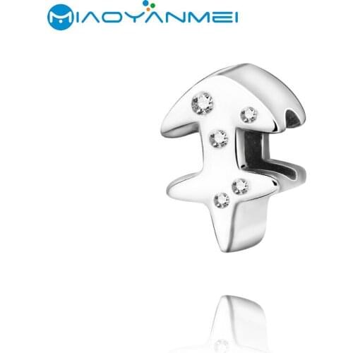 925 Sterling Silver Beads Sparkling Sagittarius Zodiac Charm fit Original Pandora Bracelets DIY Fashion Jewelry Women Gift