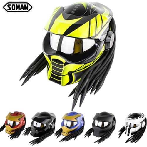 Iron Warrior Helmets Retro Casque Black Full Face Motorcycle Helmet Custom Cool Motorbike Capacetes Helmet Mask Iron Man Helmet