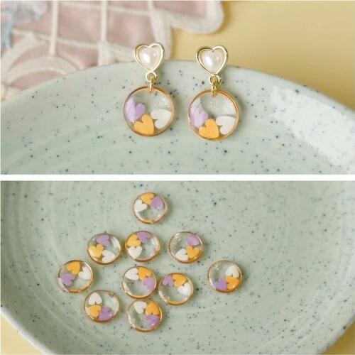 Cute three-color love sealed into drop film Japanese DIY hand earring resin accessories ear nail earring patch