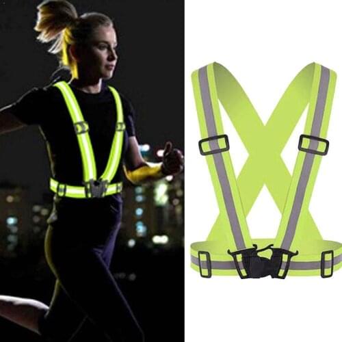 Safety Adjustable Safety Reflective Visibility Striped Highlight Vest Riding Sports Cycling For Night Jacket I5G9
