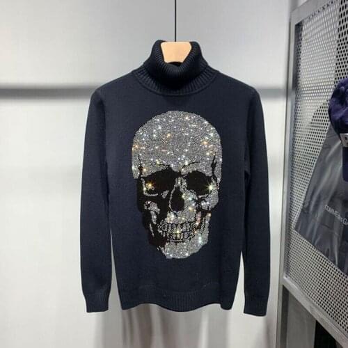 Mens Turtleneck Sweater Brand Cartoon Animal Pattern Explosive Popular Sweatshirt New Pullover Luminous Thickening