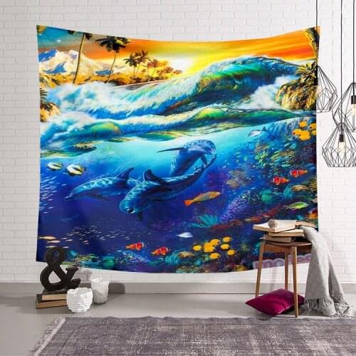 PLstar Cosmos Cute dolphin colorful animal Tapestry 3D Printing Tapestrying Rectangular Home Decor Wall Hanging New style-2