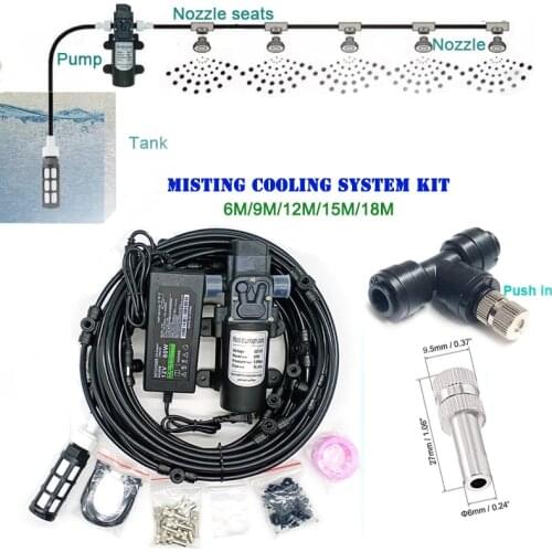 HEMAN Free shipping Outdoor Misting Cooling System Garden Water Mist Spray Electric Diaphragm Pump Greenhouse Irrigation 6-18M