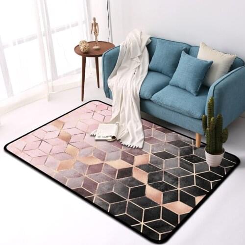 Unique Modern Golden Pink Black Gradual Shading Diamonds Door/Kitchen Mat Living Room Bedroom Parlor Area Rug Decorative Carpet