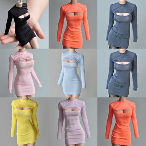 In stock 1/6 woman doll model clothes accessories 12 inch body body can be used open chest T-shirt long bottoming dress