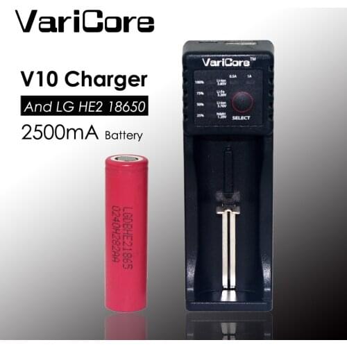 FOR LG HE2 original 18650 3.7V 2500mah imr18650 high charge capacity of the battery 20a impulse 35A descargaE4 (HE4)+V10 Charger