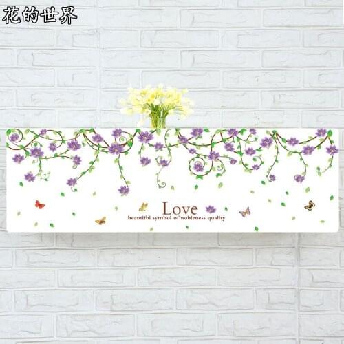 Indoor Air Conditioner Cover Wall Mounted Decorative Hood Embroidery 74 79 81 83 86 89 95 105 x 30 x 20cm Purple Blossom White