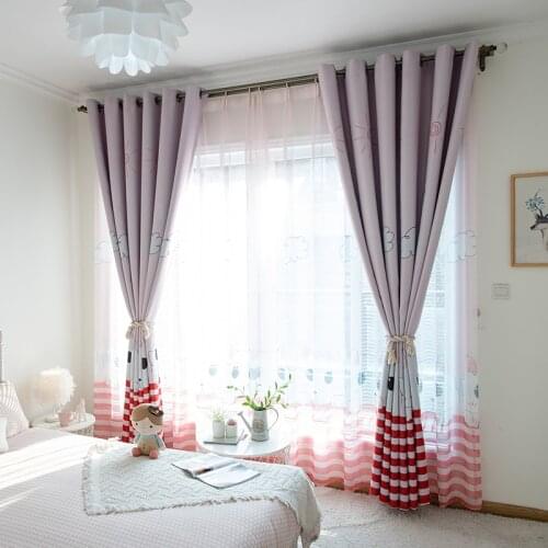 Cartoon Cute Cat Curtains For Living Room Princess Kids Girl Children Blackout French Window Drapes M186C