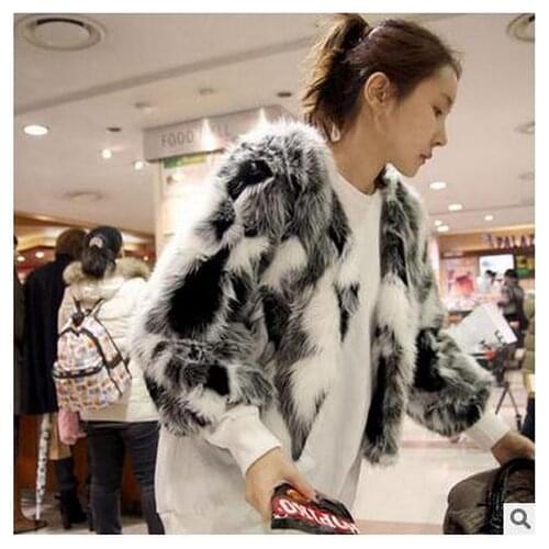 S/9XL Winter Autumn Womens Mixed Color Fur Jackets Short Fur Coats Casaco De Pele Faux Fur Jackets Female Faux Fur Coats K40