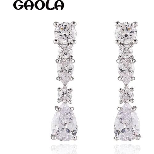 GAOLA Simple Clear Cubic Zirconia Geometric Stud Earrings Women Flower Shape Earring GLE9266