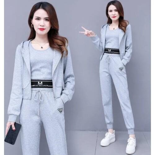 Tracksuit Women 3 Piece Set 2021 Casual Sweatpants Set Plus Size Short Hoodie + Tank Top + Pant Suit Fashion Jogging Sweatsuit