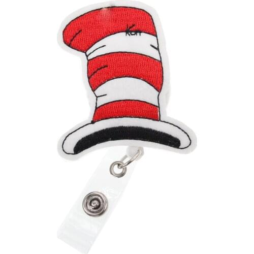 10 pcs/lot Free Shipping White And Red Hat Nurse Retractable Felt ID Badge Holder Reel