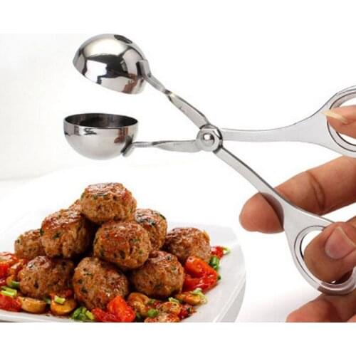 200pc stainless steel maker diy shrimp fried beef meatballs balls tools folder spoon kitchen DIY Fish Meat Ball Maker Mold Tools