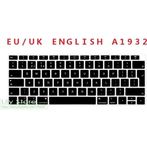 2018 Euro UK English Keyboard Cover Silicone Keyboard Protector Skin for New MacBook Air 13 13.3-Inch Touch ID A1932