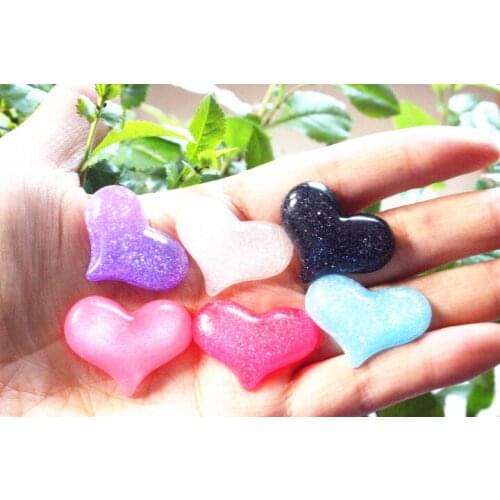 50pcs/lot flat back resin cabochons accessories DIY resin heart mix colors 30*25mm