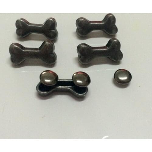 50PCS 16x8MM Antique Silver Dog Bone Rivet Punk Spike Bone Studs Spikes Shoes Belt Bag Bracelets Accessories Leather Craft
