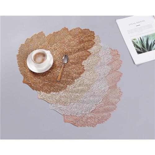 6pcs/lot Placemat For Dining Table Coasters Leaf Simulation Plant PVC Cup Coffee Table Mats Kitchen Christmas Home Decor OK 1077