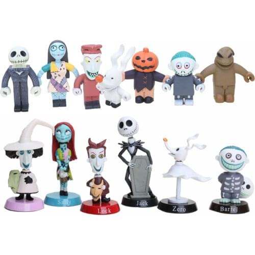 Anime Nightmare Before Christmas Jack Sally Shock Zero Head PVC doll Action Figures Toy children