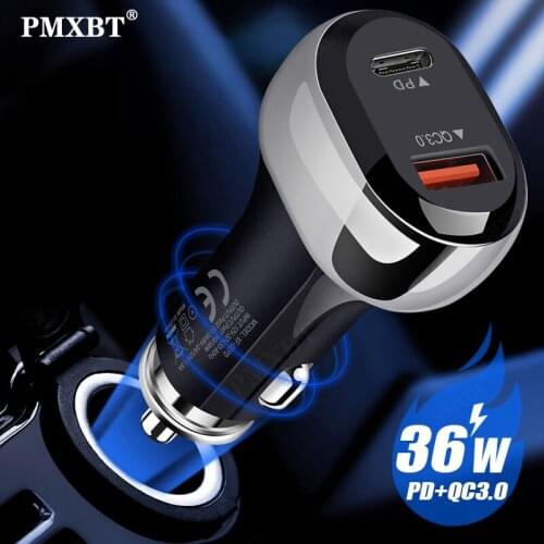 USB C Fast Car Charger Quick Charge QC 3.0 Fast Charging Charger 36W For iPhone 11 12 Pro Max Type C PD Mobile Phone Charger Car