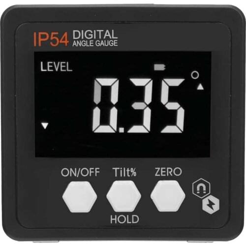 Digital Angle Gauge LCD Protractor Inlinometer Inclination Box 4x90 Degree IP54 White on Black