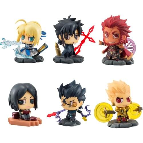 Fate Stay Night 6pcs/set Action Figures Saber Dolls 1/14 scale painted figure Lancer Rider Caster PVC ACGN figurines Toys T30