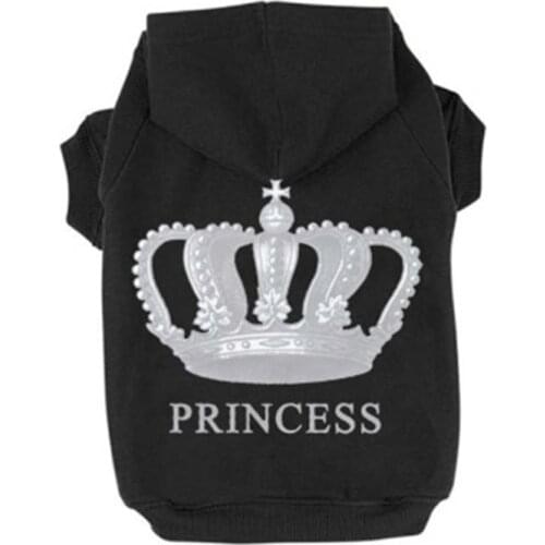 Crown Print Puppy Dog Hoodie Shirt Tracksuit Princess Dogs Pet Sweatshirts Tracksuit Sports Clothing for Chihuahua Teddy
