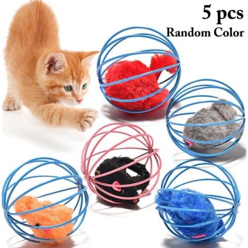 5Pcs/Set Cat Toys Creative Mice Decor Cat Interactive Toys Kitten Play Ball Cat Rattle Toy Pet Supplies Random Color