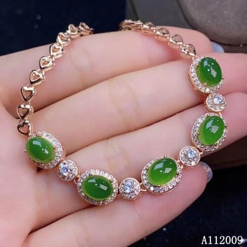 KJJEAXCMY fine jewelry 925 sterling silver inlaid natural jasper new female luxury jade hand bracelet support test