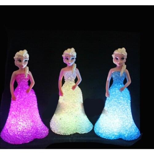 Frozen Dolls Toys For Girls Anna Elsa Toys Dolles Ice Snow Queen 7 LED Color Changing Night Light Lamp Girls Gift