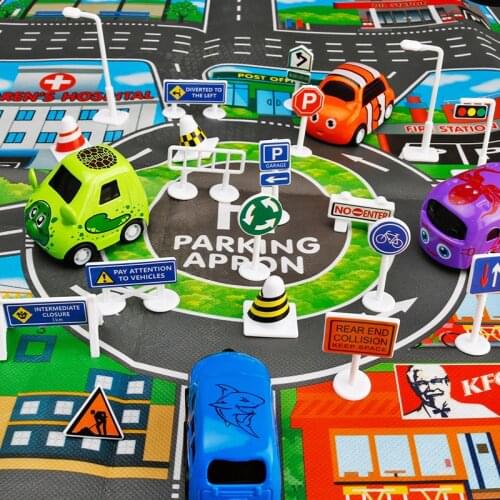 Mini Traffic Signs Road Light Traffic Signal Car Toy Accessories Children Safety Kids Playmat Sign IC Toy for Kids Birthday Gift