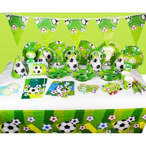 Cartoon Football Party Disposable Tableware Supplies Soccer Theme Plate Cup Kids Boy Birthday Decor Baby Shower Party Supplies