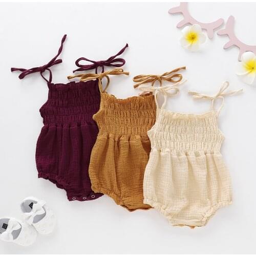 HITOMAGIC New 2020 Baby Girl Clothes New Born Baby Girl Bodysuits Summer Clothing Romper Kids Pink Jumpsuit Soft Fashion