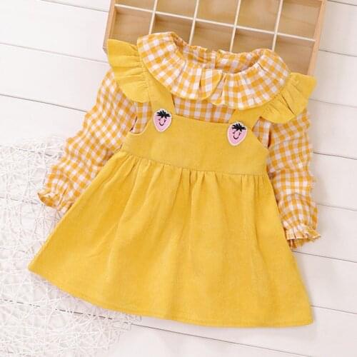 Baby Girls Dress Autumn Ruffles Patchwork Plaid Dress Casual Toddler Girl Clothes Детская Одежда Kids Cotton Newborn Costume #L