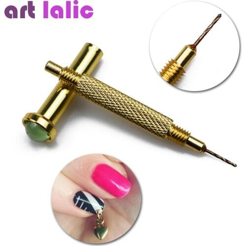 1 Pc Nail Art Hand Dangle Drill Hole Maker Dotting Pen Piercing Professional Manicure Nail Art Tool Random Color