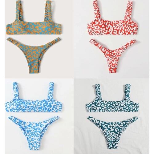 Sexy Micro Bikini 2021 Womenleopard Push Up Padded Thong Swimsuit Female Cut Out Bathing Suit Swimwear Trajes De Bano