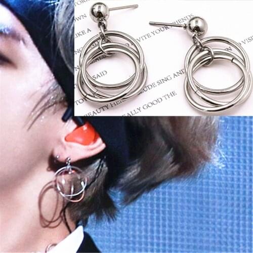 KPOP DNA Korean 2018 Circle V Earrings Studs Bangtan Boys Accesorios Album Earrings Gifts Jewellery Earrings Women Men